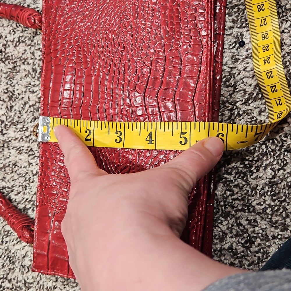 Isaac Mizrahi Red Crocodile-Embossed Clutch - Picture 9 of 12